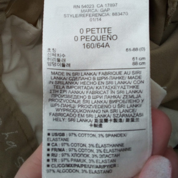 GAP Khakis Perfect Khaki Cotton Blend in Baked Sand 0P Petite Trousers Pants - Picture 6 of 11